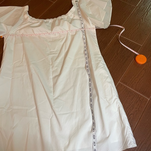 Banana Republic on off shoulder White Cotton Dress size large short sleeve lined - Picture 14 of 16